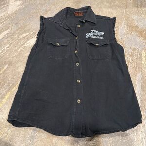 vtg 2001 Biker Design The Knuckle Saloon Sturgis cut off sleeve shirt  size M